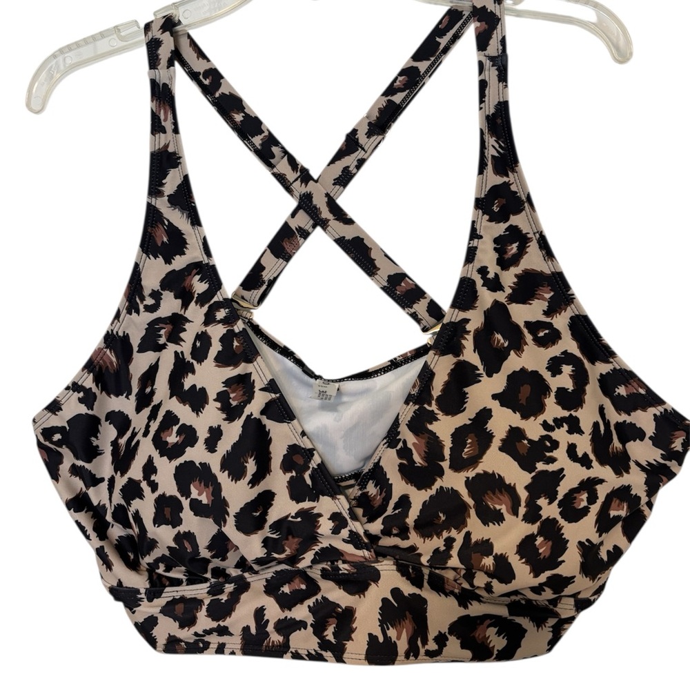 YONIQUE Leopard Print Swim Top Size 22W *NEW*